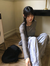 ソーンウールテンセルカットシースルーレイヤードTシャツ