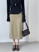 Raond Belt H-line Cut-out Long Skirt