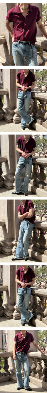 [Unisex] All brush flare denim pants