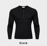 コーンマッスルフィットヘンリーネックロングスリーブTシャツ