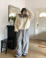 Dion brushed wide jogger pants