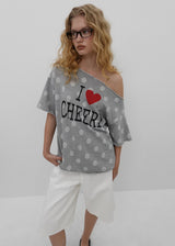 [MADE] チリドットプリントオフショルダーショートスリーブTシャツ