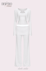 Anna lace cardigan training three-piece set (Sleeveless cardigan, pants)