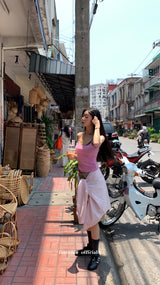 Beauty pink strap sleeveless t-shirt