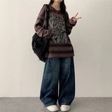 Ipp ヴィンテージウォッシング ラウンド デニムワイドパンツ
