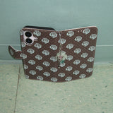 Rose Rose Dot Mint Chocolate Brown Vintage Diary Leather Wallet Phone Case