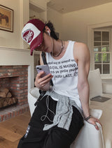 Hua Half Lettering Semi Overfit Sleeveless 