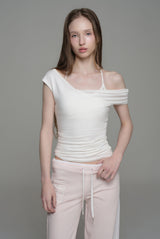 Soft blend layered top, White