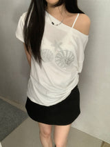 Fabian Beads Off-Shoulder T-Shirt