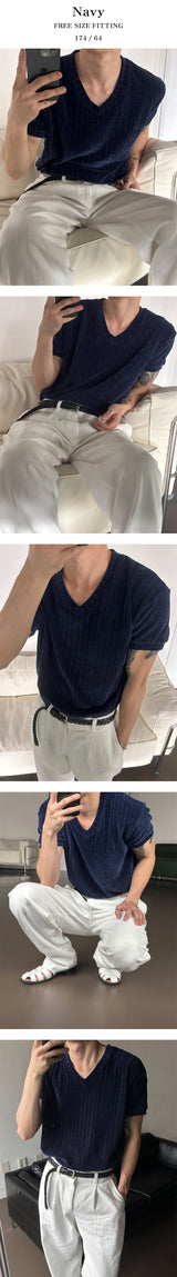[S/S] Velvet golgi v neck half knit(5color)