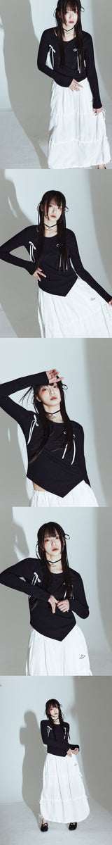 ブラックのリボンTシャツ