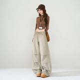 Light Brown Wash Fold Detail Wide Leg Jeans