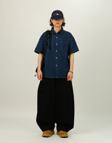 BEE Curved Line Pin-tuck Balloon Pants