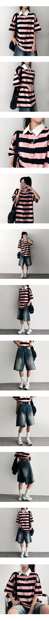 Eternal Badge Button Collar Short Sleeve Tee