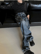 mud-Washing denim pants