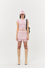 ロゴ キュービック クロップトップ Barbie Pink