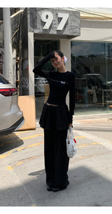 ボウラインラウンド長袖ニットTシャツ