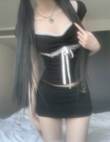 ハッケンリボンレーストップ (black)