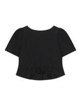 スクエアネックコットンブラウス(Black)