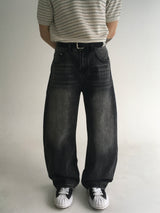 stripe curved denim(2colors)