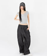 LAYERED STRAP HALF T-SHIRT [4color]