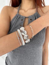 4type mixed silver bangle SET