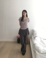 Beauting Shirred V-Neck Short-Sleeve T-Shirt