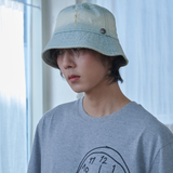 ヴィンテージ ブリーチング デニム バケットハット (Light Blue Denim)