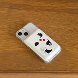 マグセーフケースミャウキャットホワイトレザーカードウォレットセット