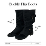 トリーブ バックル プリーツ フリップフロップ ブーツ