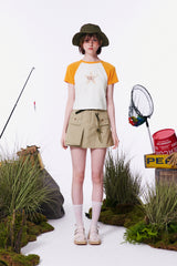 フィッシングミックスラグランクロップTシャツ [IVORY]