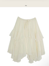 [ festival ] overve long chiffon bloom asymmetrical sk