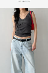Ruffle V-Neck Sleeveless Top