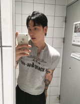 No.1829 リブスリムジップハーフTシャツ (3color)