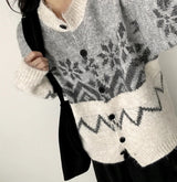 Denby snowflake Nordic button knit cardigan