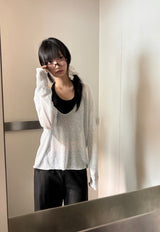 Frisley Pastel U-Neck Loose Summer Knit Top 4color