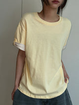 Fake Layered Arm Snap Oversized T-Shirt 6color