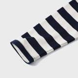 Stripe Rugby Sweat Cropped Collar T-shirt / Navy-Ivory [Women]