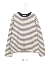 [unisex] Cadence Over Fit Stripe Color Matching Long Sleeve Tee