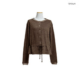 (3color) Ribbon Border Hairy Knit Cardigan