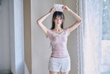 [MADE] Zanne Nouvel Ribbon U-Neck Lace T (Wore by Fromis-9)