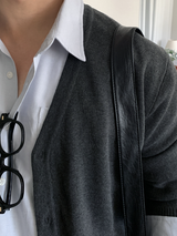 Deface Daily Semi-Cropped V-Neck Overfit Cardigan