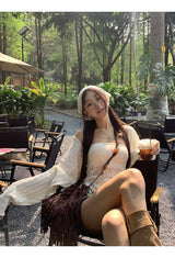  Tassel France Lace  Pad Tube Top