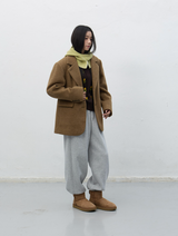 hairy quilting jacket - khaki beige 