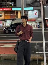 Herringbone Loose regular pants