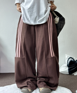 DOWN SNAP 🍩🫐 HALF TRACK 3 LINE PANTS 🍩🫐🩶🖤4COLOR