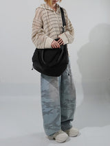 (UNISEX) メッシュストライプクロップドジップアップニット
