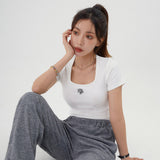 スクエアネッククロップハーフTシャツ [WHITE]