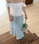 soy low chiffon tiered midi sk