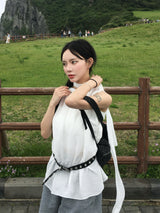 [Scarf SET] リンクルシアーサッカーミニドレス (2 pieces)